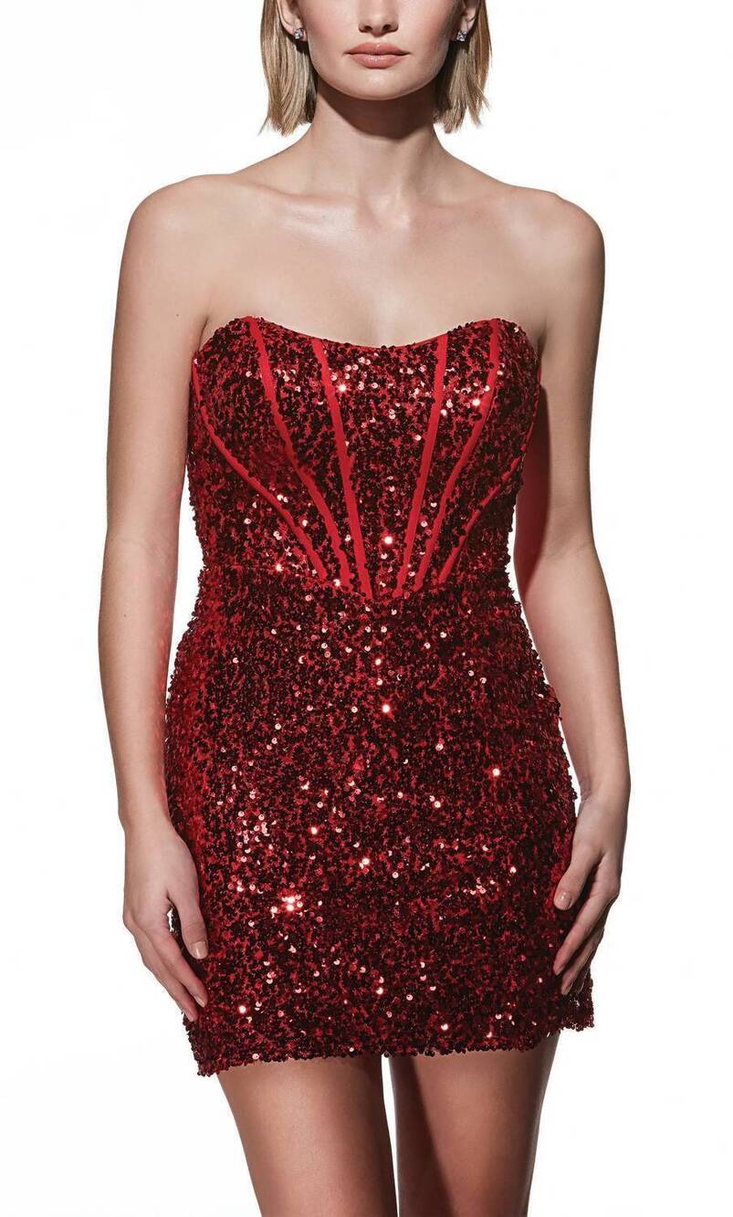 NEW ALYCE PARIS short fitted mini dress in red